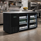 Thumbnail image #2 for Serv-Ware BB3-24G-HC 61-Inch 2-Door Glass Door Back Bar Bottle Cooler, 13.5 Cu. Ft., Self-Contained Side-Mounted Refrigeration