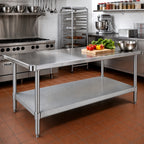 Thumbnail image #2 for John Boos GSK8-30132 Commercial Work Table Undershelf, 132"W x 30"D, 18-Gauge Galvanized Steel