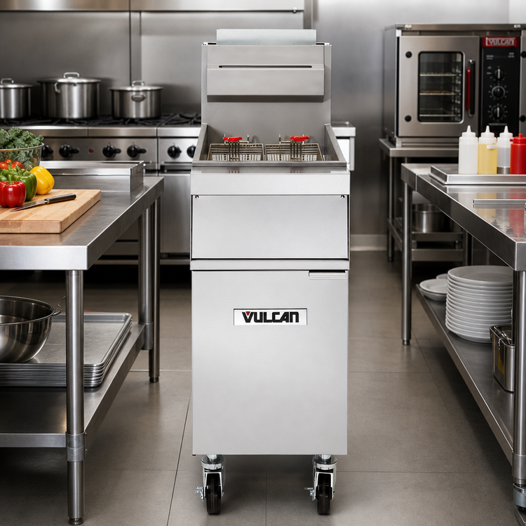 Product image #3 for Vulcan 15-1/2 Inch Wide Free-Standing Gas Fryer, 35-40 lb. Capacity, Millivolt Controls