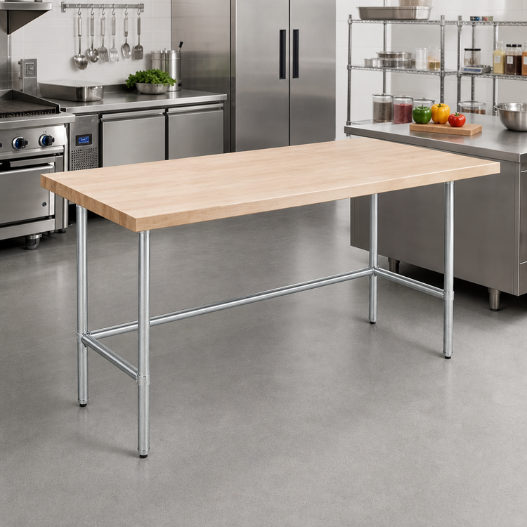 Product image #2 for Advance Tabco 96-Inch x 24-Inch Maple Top Work Table with Galvanized Base