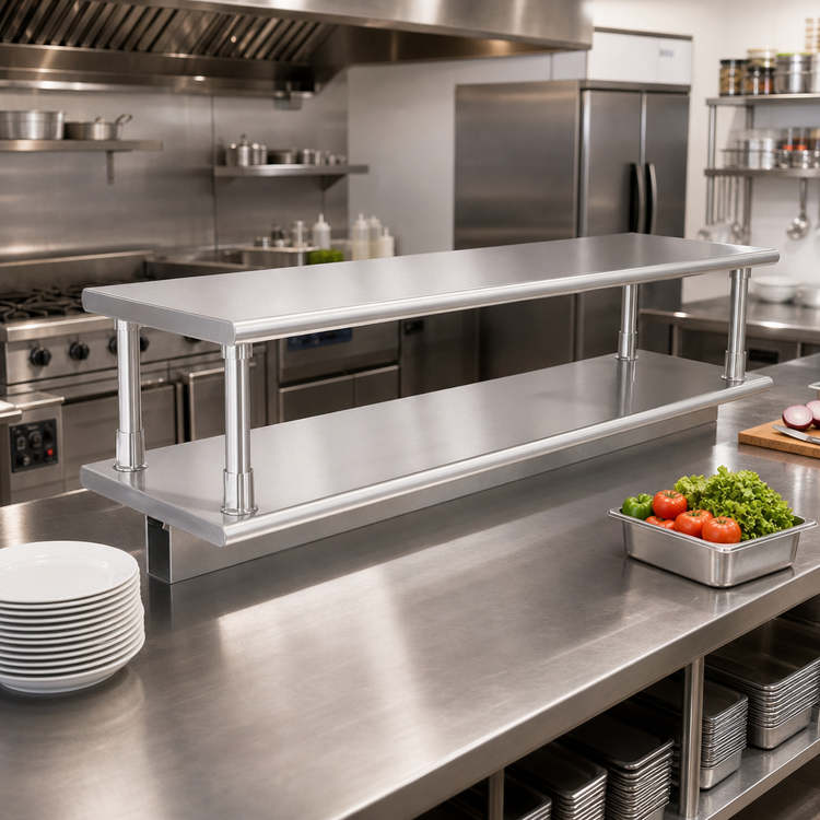 Product image #2 for Eagle Group Pass-Thru Shelf with Overshelf, 144-Inch W x 24-Inch D, 304 Stainless Steel