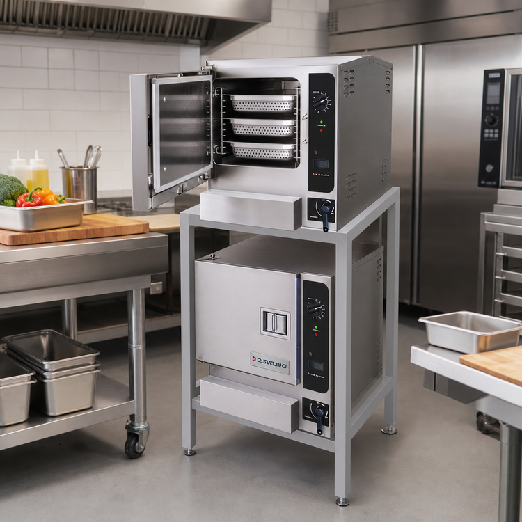 Product image #2 for Cleveland Range SteamChef 3 22CGT33.1 Double-Stacked 2-Compartment Gas Pressureless Convection Steamer with SureCook Controls