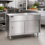 Thumbnail image #2 for Eagle Group Spec-Master US3CB 48-Inch Stainless Steel Urn Stand with Enclosed Sliding-Door Base and Drip Trough