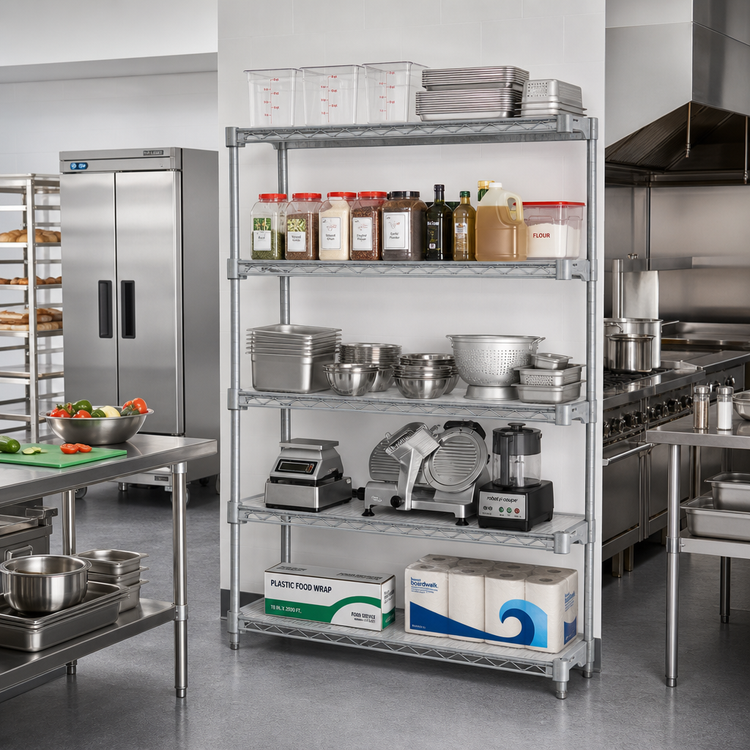 Product image #2 for EagleGard 5-Tier Add-On Wire Shelving Unit with QuadTruss Shelves, 72 in. W x 21 in. D x 86 in. H, Hybrid Epoxy Finish