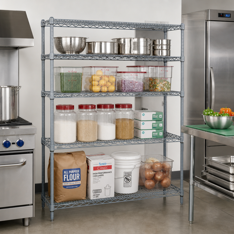 Product image #2 for Quantum 72-Inch Wide x 30-Inch Deep x 86-Inch High Wire Shelving Starter Kit, Gray Epoxy Antimicrobial Finish