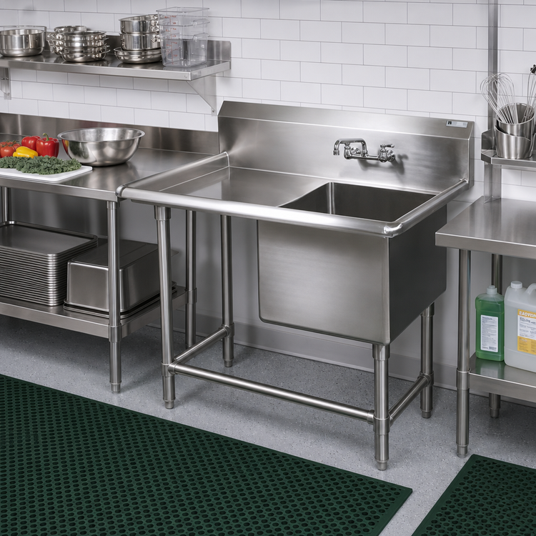 Product image #2 for John Boos Pro-Bowl 1-Compartment Sink with Left Drainboard, 46-3/16 Inch x 29-1/2 Inch, 14-Gauge Stainless Steel