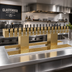 Thumbnail image #2 for Glastender Double-Sided Countertop Draft Dispensing Tower, 36 Faucets, 2 Columns, Polished Brass Finish