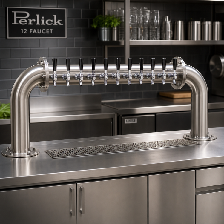 Product image #2 for Perlick Pass-Thru Glycol-Cooled 12-Faucet Countertop Brew Pipe Draft Beer Tower
