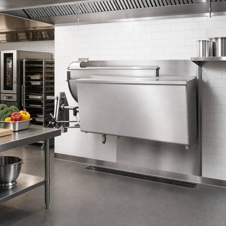 Product image #2 for 50-Gallon Direct Steam Tilting Wall-Mount Kettle