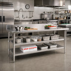 Thumbnail image #2 for Eagle Group 24144SADJUS-18/4 Adjustable 18-Gauge 430 Stainless Steel Work Table Undershelf, 144 x 24 Inches, Uni-Lok Hat Channel