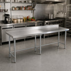 Thumbnail image #2 for BK Resources VTTR5OB-6030 60" x 30" 18-Gauge 430 Stainless Steel Work Table with 5" Backsplash and Open Galvanized Base