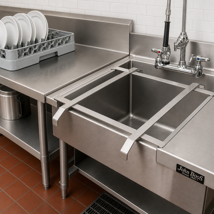 Product image #2 for John Boos Stainless Steel Dishtable Rack Slide for 18 x 24 Pre-Rinse Sink