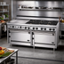 Thumbnail image #2 for Bistro 72-Inch Gas Restaurant Range with 36-Inch Griddle, 6 Open Burners, Standard Oven and Cabinet Base