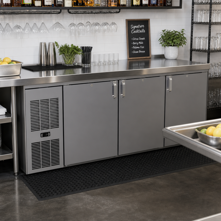 Product image #2 for Glastender CP1FL72 72-Inch Pass-Thru Three-Section Front-Serviced Low-Profile Back Bar Cooler