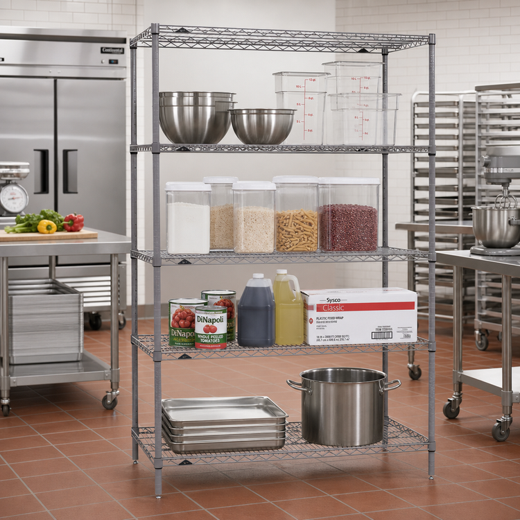 Product image #2 for Metro Super Erecta 30"W x 24"D x 74.5"H Stationary Starter Wire Shelving Unit with 4 Shelves, Metroseal Gray