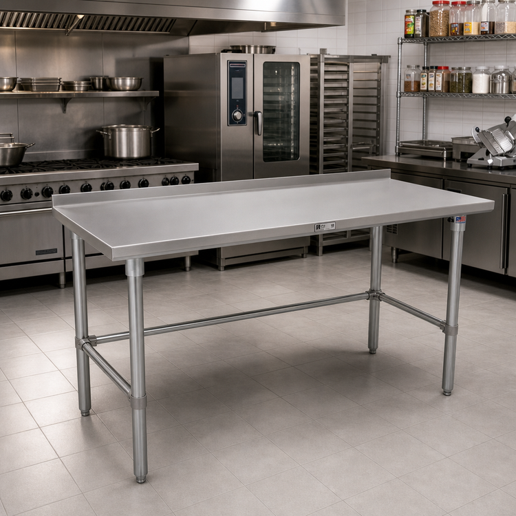 Product image #2 for John Boos Stallion Stainless Steel Work Table with Safety Edge and 1-1/2-Inch Rear Up-Turn, 84 x 24 Inches