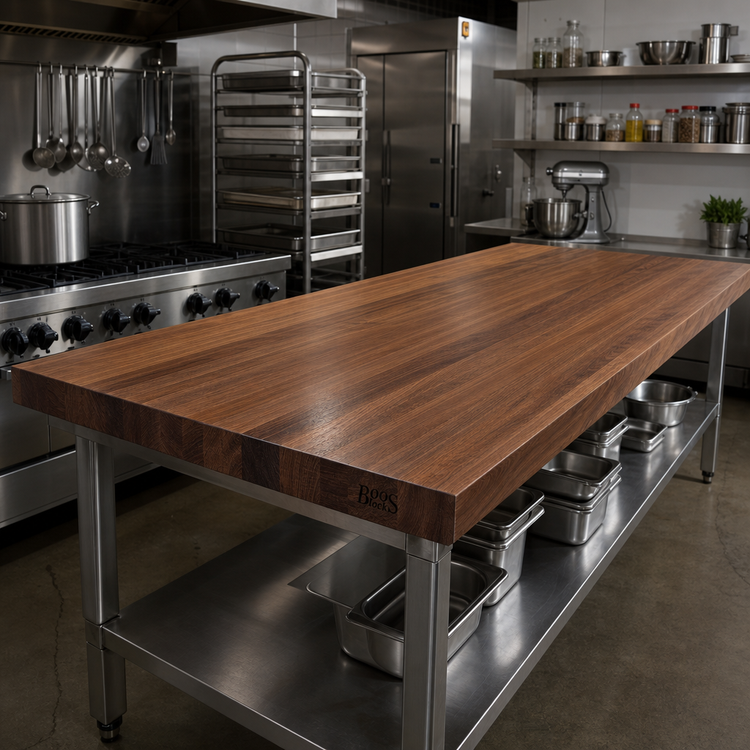 Product image #2 for John Boos Boos Block American Black Walnut Edge Grain Kitchen Countertop with Varnique Finish, 144 x 48 x 3 Inches