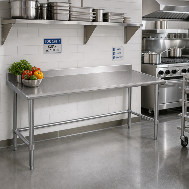 Product image #2 for Spec-Master Marine Series Stainless Steel Work Table with 4-1/2-Inch Backsplash, 72 x 24 Inches