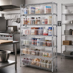 Thumbnail image #2 for Quantum WR8-809CL Chrome Wire Shelving System with 8 Shelves and 21 Clear Bins, 36"W x 12"D x 74"H, 800 lb. Per Shelf