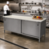Thumbnail image #2 for John Boos 96-Inch x 30-Inch Poly Top Work Table with Stainless Steel Cabinet Base and Sliding Doors