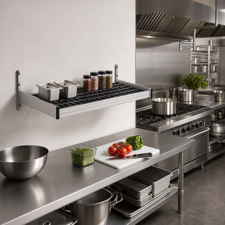 Product image #2 for Fermod Vented Wall-Mounted Shelf, 31"W x 14"D, Aluminum