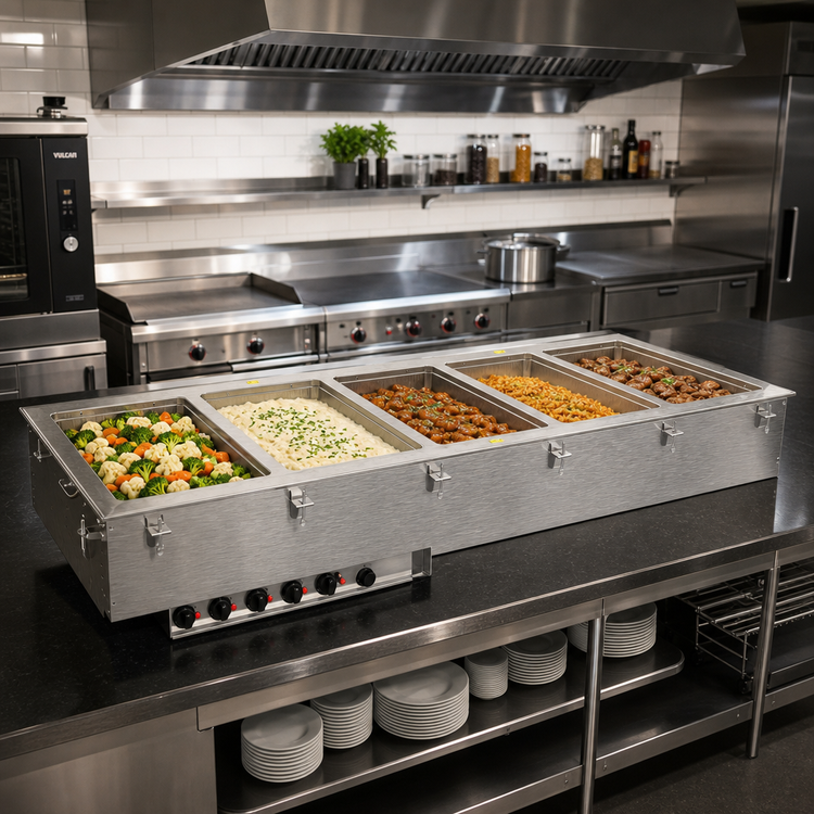 Product image #2 for Vollrath Five-Well Full-Size Electric Hot Drop-In with Marine-Grade 316 Stainless Steel Wells, Infinite Controls, 208-240V