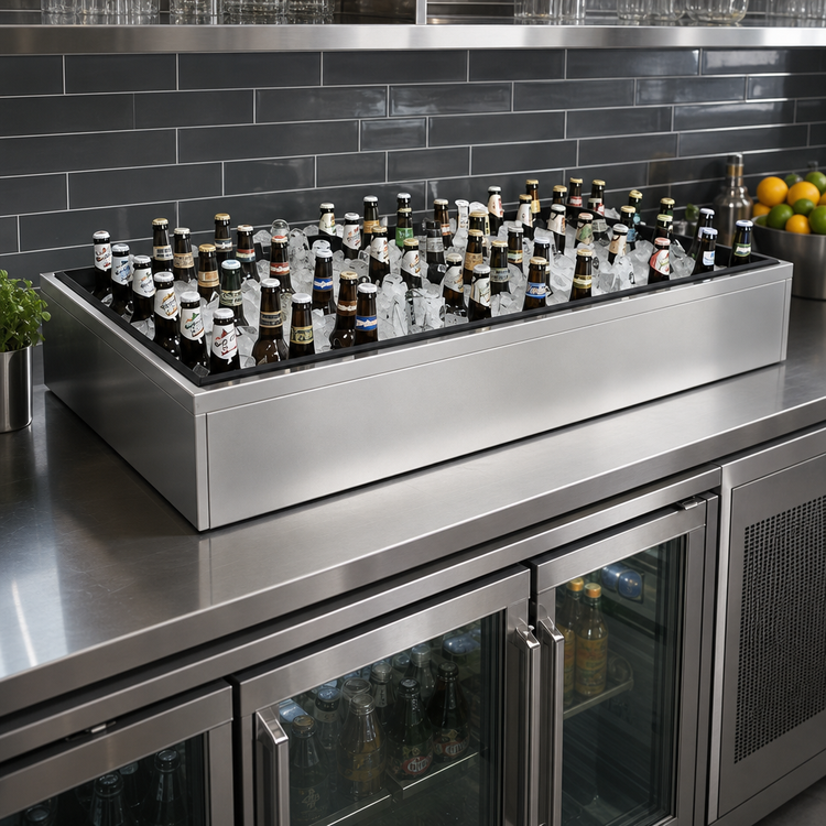 Product image #2 for Glastender Back Bar Ice Display Unit for Bottled Beverages, 60 Inch W x 18 Inch D, Stainless Steel