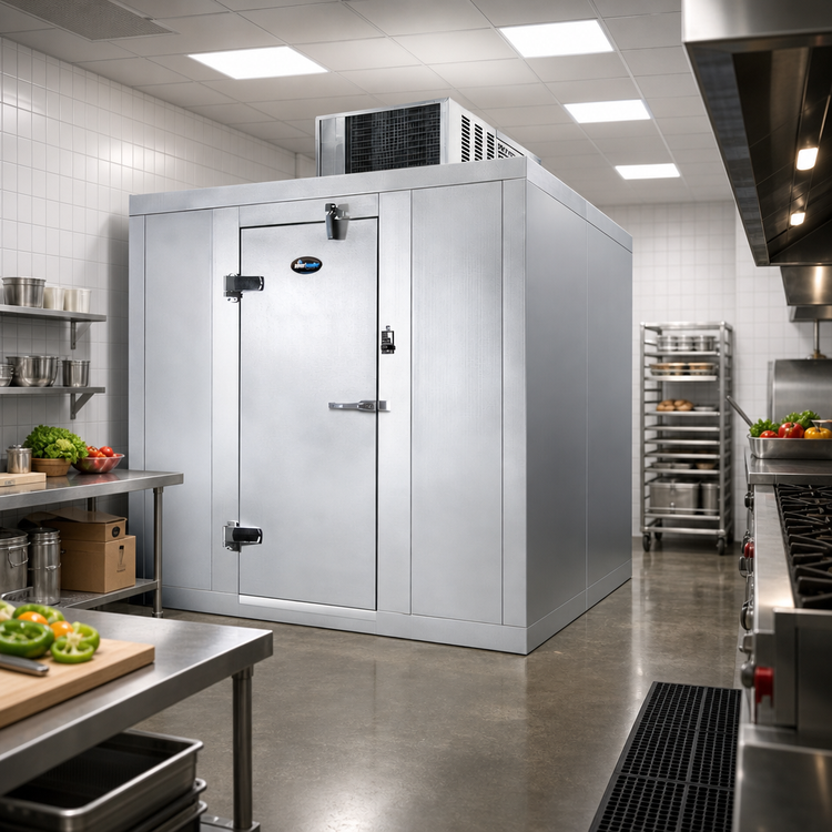 Product image #2 for AmeriKooler Quick Ship Indoor Floorless Walk-In Cooler with Top-Mount Self-Contained R-448A Refrigeration