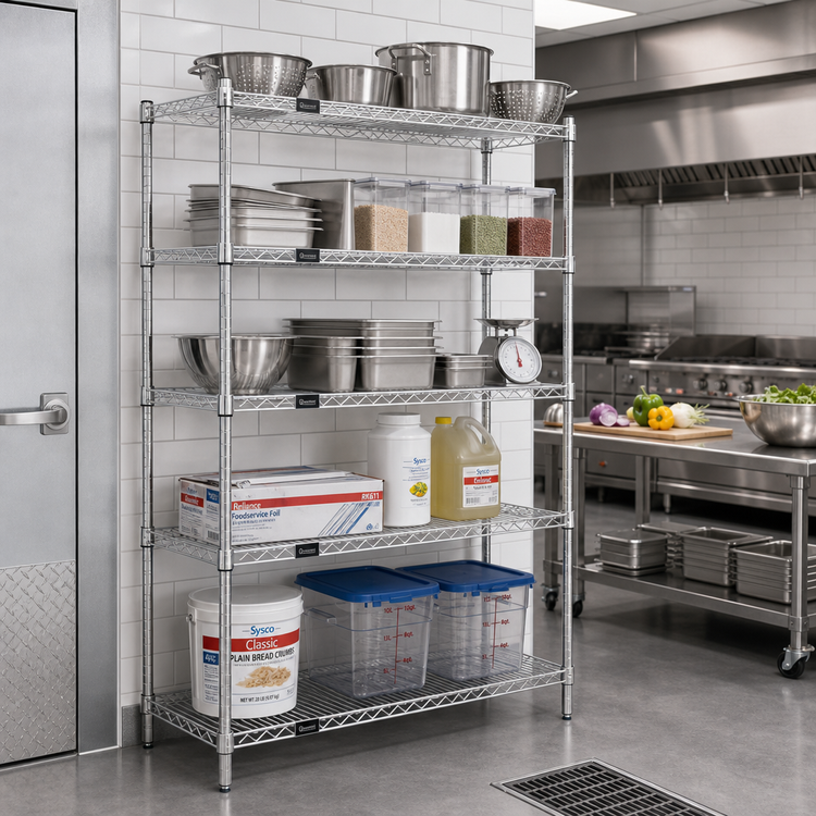 Product image #2 for Quantum 54-Inch x 21-Inch x 54-Inch 5-Shelf Stationary Wire Shelving Starter Kit, 304 Stainless Steel