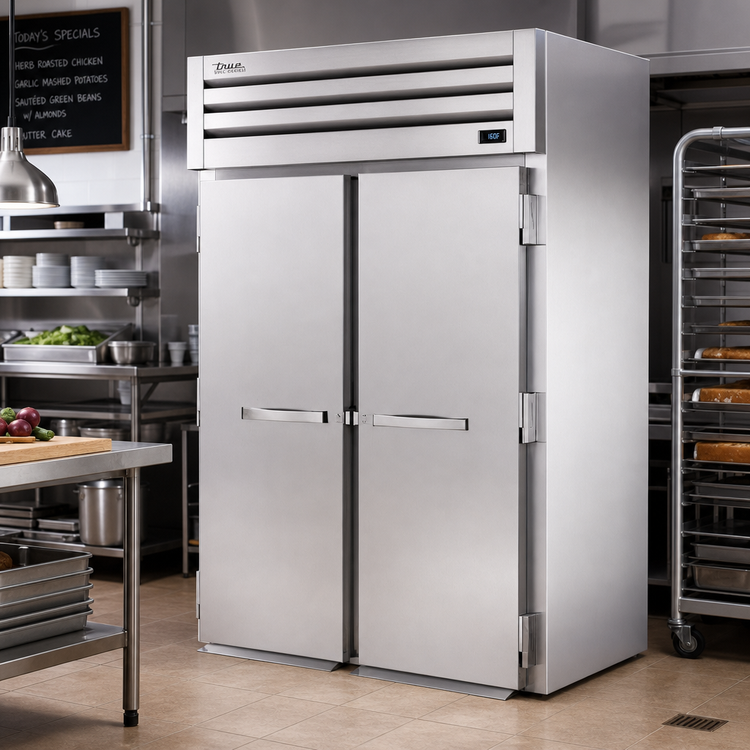 Product image #2 for True SPEC SERIES Roll-Thru 2-Section Heated Holding Cabinet with Dual Front & Rear Solid Swing Doors
