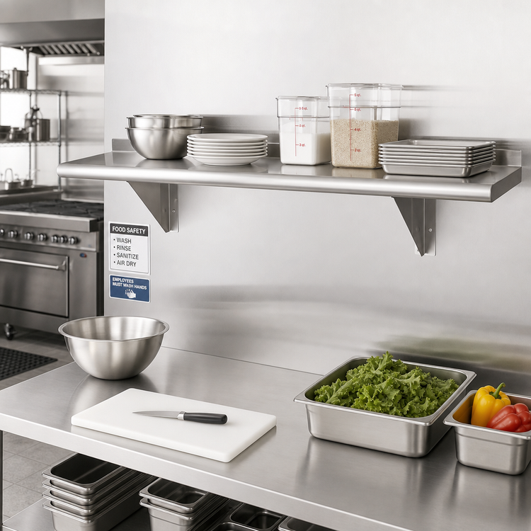 Product image #2 for Advance Tabco 24" x 18" 16-Gauge 304 Stainless Steel Wall-Mounted Shelf