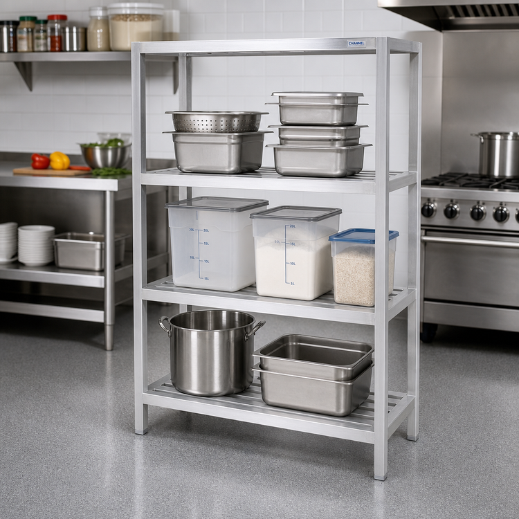 Product image #2 for Fully Assembled 3-Shelf Tubular Aluminum Dunnage Shelving, 60W x 20D x 64H