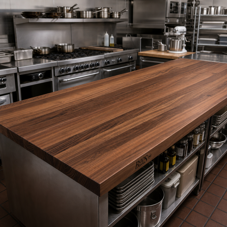 Product image #2 for John Boos Boos Block American Black Walnut Edge-Grain Kitchen Countertop, 144 x 32 x 2-1/4 Inches, Varnique Finish