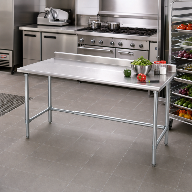 Product image #2 for Eagle Spec-Master 84-Inch x 24-Inch Stainless Steel Work Table with 1-1/2-Inch Rear Upturn and Galvanized Tubular Base