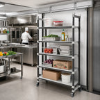 Thumbnail image #2 for Cambro Camshelving® Elements EMT186080S5480 5-Tier High-Density Top-Rail Overhead-Track Mobile Shelving Starter Unit, 18"D x 60"L x 80"H