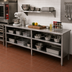 Thumbnail image #2 for John Boos EBOS6-24132 Enclosed Base Work Table with Open Front, 132 Inch x 24 Inch, 16 Gauge Stainless Steel Top