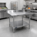 Thumbnail image #2 for Sapphire 48 Inch x 30 Inch 18/430 Stainless Steel Work Table with 5 Inch Backsplash and Undershelf