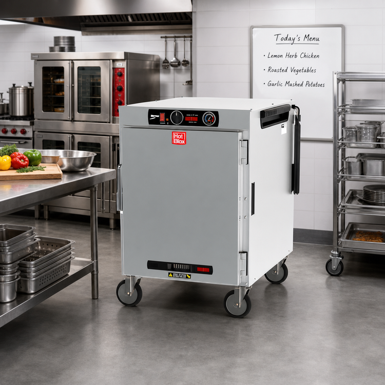 Product image #2 for Metro HotBlox Wide 8-Pan Pass-Thru Insulated Holding Cabinet, Analog, Mobile, Solid Front and Rear Doors