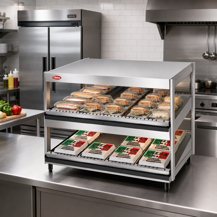 Product image #2 for Hatco Glo-Ray 36-Inch Countertop Pass-Through Hot Food Merchandising Warmer with 2 Slanted Shelves, 120V