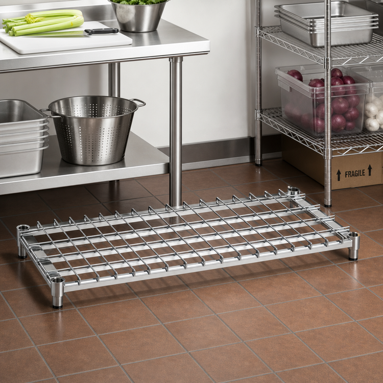 Product image #2 for Metro Super Erecta 48" x 18" Stainless Steel Dunnage Shelf with Lift-Off Wire Deck