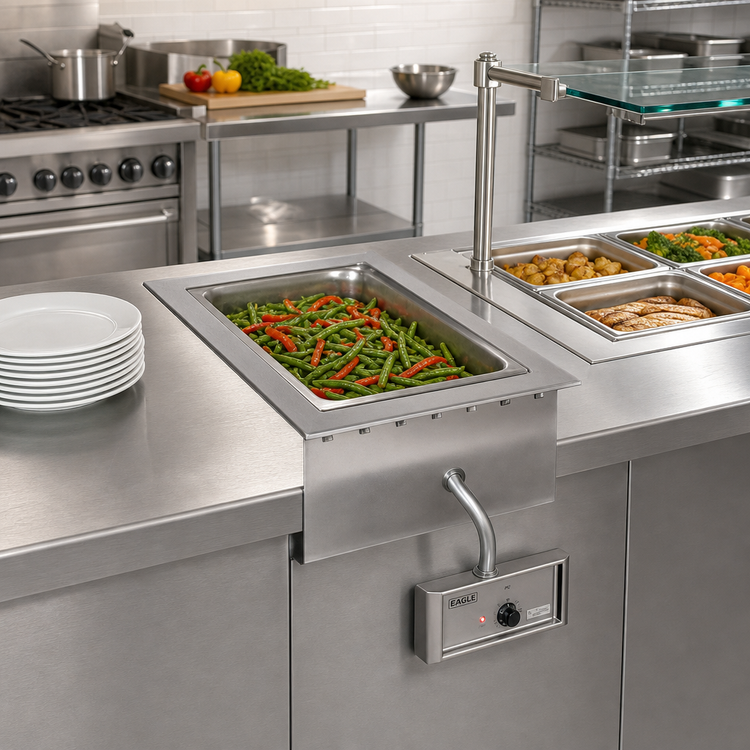 Product image #2 for Eagle Group SGDI-1-120T-D Drop-In Electric Hot Food Well with Drain, 1 Full-Size Pan, 120V
