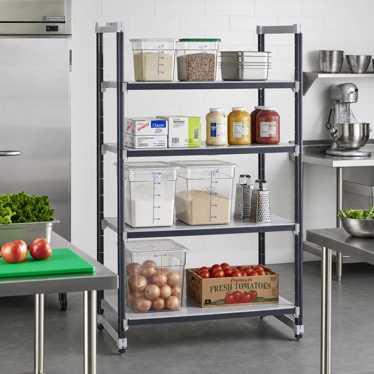 Product image #2 for Cambro Camshelving Elements XTRA 4-Shelf Solid Stationary Starter Unit, 24 Inch Deep x 54 Inch Long x 72 Inch High, Speckled Gray