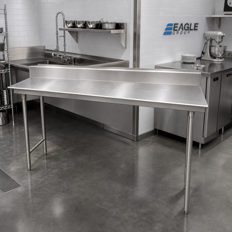 Product image #2 for Eagle Group Straight Clean Dishtable, 96" x 30", Right-to-Left, 16-Gauge 304 Stainless Steel Top