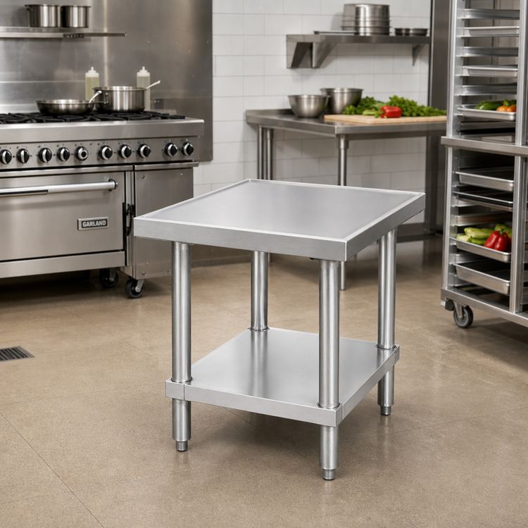 Product image #2 for Advance Tabco 30 Inch x 30 Inch Stainless Steel Equipment Stand with Adjustable Undershelf