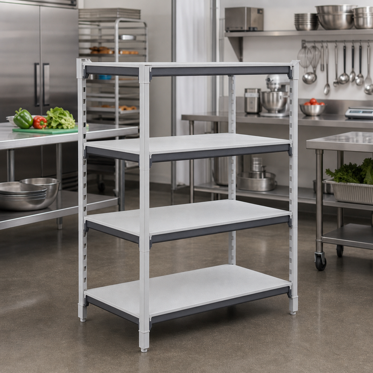 Product image #2 for Cambro Camshelving Elements XTRA 21-Inch x 48-Inch 4-Shelf Solid Universal Shelf Kit, Speckled Gray