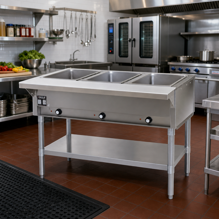 Product image #2 for Eagle Group 48-Inch Electric Hot Food Table with 3 Dry Wells, Open Base, 208V Three-Phase