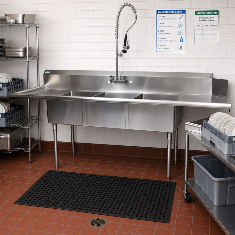 Product image #2 for BK Resources Soiled Dishtable With 3-Compartment Sink, Left-to-Right Operation, 100 Inch x 30-1/2 Inch