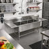 Thumbnail image #2 for John Boos Pro-Bowl 3-Compartment Sink with Dual Drainboards, 93-1/4 Inch Wide, 14 Gauge Stainless Steel