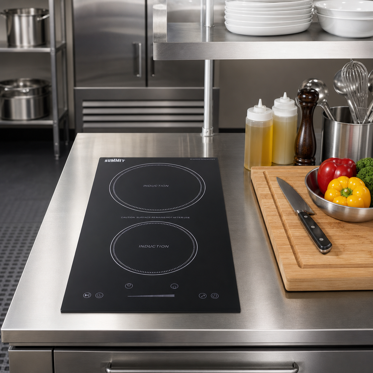 Product image #3 for Summit Appliance 12-Inch Wide 2-Burner Built-In Induction Cooktop, 115V, Black Glass