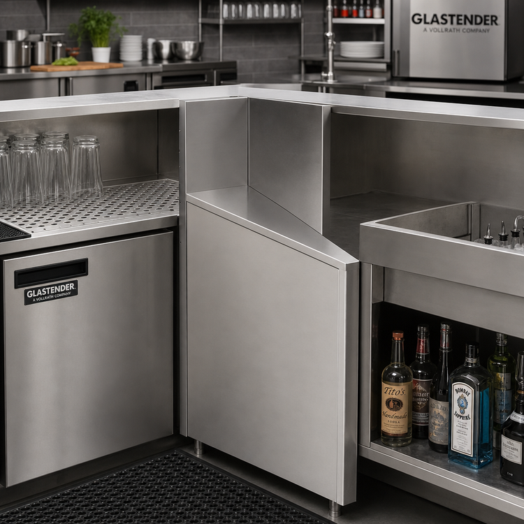Product image #2 for Glastender Underbar Inside Wedge Corner Drainboard, 24-Inch Deep, 10° Angle, Stainless Steel